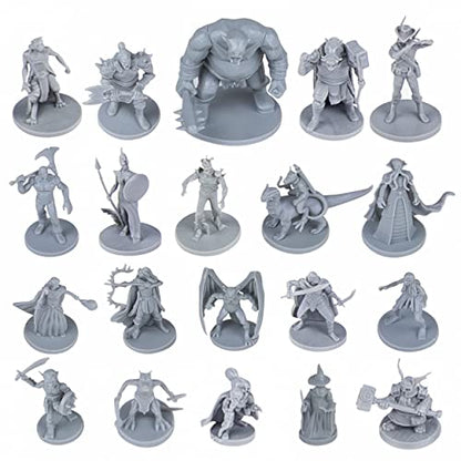 Path Gaming 20‑Piece Unpainted Miniatures Set – 28 mm Fantasy Heroes, Monsters & NPCs for Dungeons & Dragons & Pathfinder