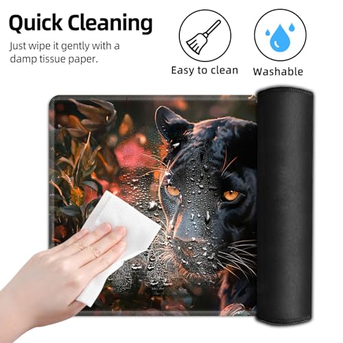for MTG Playmat TCG Card Game Mat with Stitched Edges,Board Game Mats Non-Slip Waterproof Rubber Base 24 x 14 inch for CCG RPG DTCG Trading Card,Black Panther Flowers - color: Black Panther Flowers