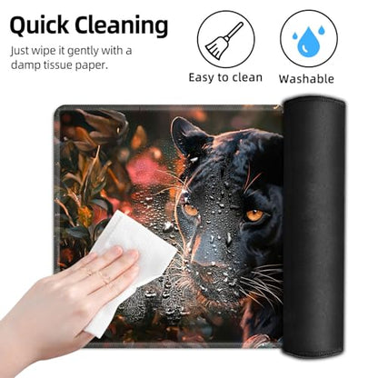 for MTG Playmat TCG Card Game Mat with Stitched Edges,Board Game Mats Non-Slip Waterproof Rubber Base 24 x 14 inch for CCG RPG DTCG Trading Card,Black Panther Flowers - color: Black Panther Flowers