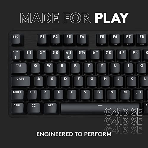 Logitech G413 SE Full-Size Mechanical Gaming Keyboard - Black | Backlit, anti-ghosting, compatible with Windows and macOS, aluminum material - size: Full Size