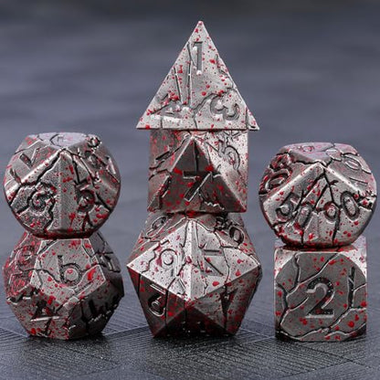 Bloodstained Metal DND Dice Set Blood Polyhedral D&D Dice for Dungeons and Dragons TTRPG RPG D&D Dice Gift Box - color: Antique Bloodstain