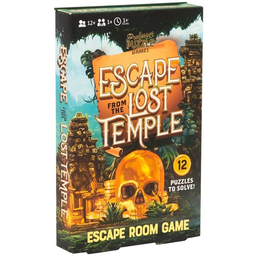 Professor Puzzle: Escape from The Lost Temple - Archeological Themed Escape Room Board Game, 12 Logic & Number Puzzles to Solve, Ages 12+, 1+ Players - style: Lost Temple