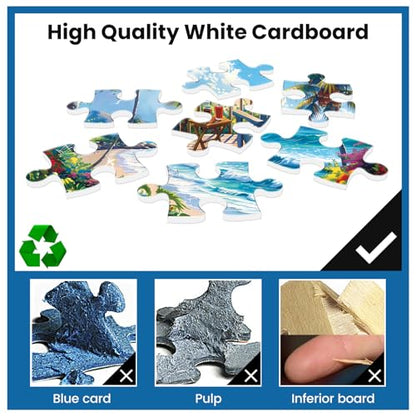 Jigsaw Puzzles for Adults 500 Pieces, Interlock Perfectly Letter on Back No Dust, Home Decor Birthday Party Gift Toy for Men Women Elders Seniors, 1:1 Poster Educational Toys & Games | 20.5 x 15 in - style: Beach Puzzle