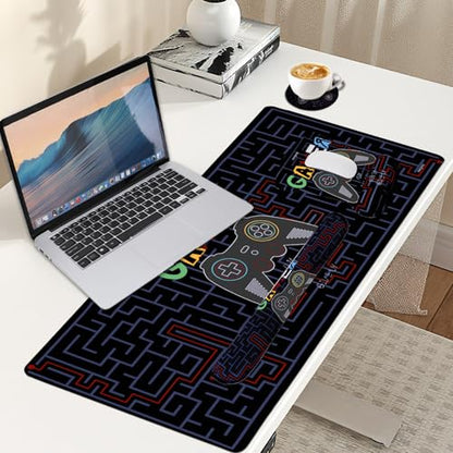 MEGREZ 4-in-1 Mouse Pad with Wrist Rest Ergonomic Memory Foam Desk Mat Set | ergonomic, anti-slip base, 4pcs set, desk pad, mouse wrist rest, keyboard rest, coaster, ideal for office & gaming - color: Black