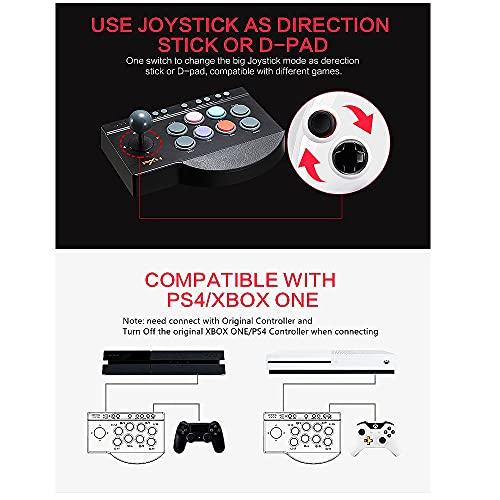 PXN Arcade Fight Stick, 0082 Wired Fighting Joystick, USB Fightstick Game Controller for PS3/ PS4/ Xbox One/Switch/Windows PC