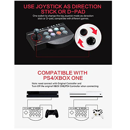 PXN Arcade Fight Stick, 0082 Wired Fighting Joystick, USB Fightstick Game Controller for PS3/ PS4/ Xbox One/Switch/Windows PC