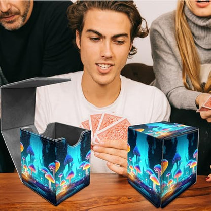 Card Deck Box Trading Cards with Strong Magnet Mushroom Forest Theme Commander Deck Box Card Storage Box Magic Premium Card Storage Box Case Cover for TCG CCG Magic Cards