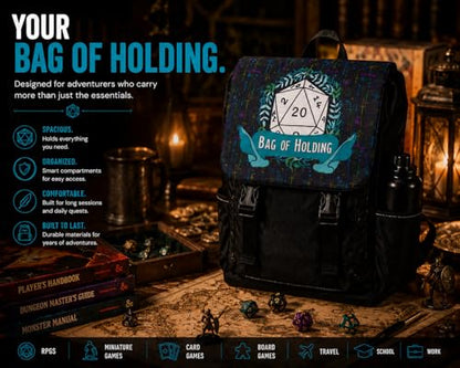DND Backpack | Bag of Holding Tabletop RPG Travel Backpack for D&D Players & Dungeon Masters | Dice Storage, Laptop & Book Bag for School, Work, TTRPG, Board Game & Fantasy Gaming Gear Accessories