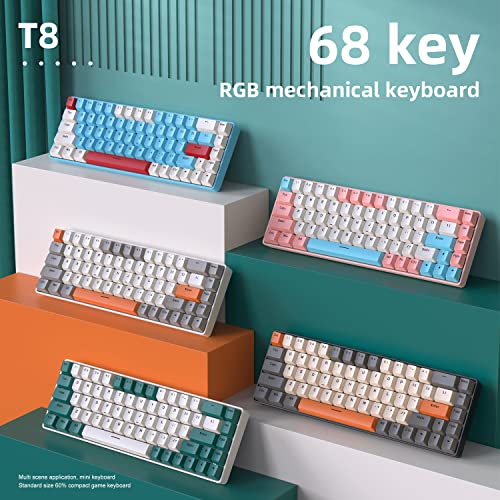 68 Keys Wired Mechanical Gaming Keyboards with RGB Backlight, Mini Portable 60% Mechanical Gaming Keyboard for Computer Laptop Gamer (Bee Edition Red Switch) - color: Bee Edition Red Switch