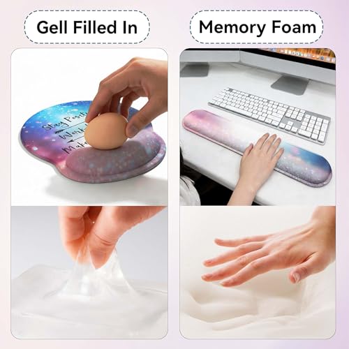 Desk Mat Set + Keyboard and Mouse Pad with Wrist Rest Support,4-in-1 Large Mousepad Computer Mats for Desktop Home & Office-Glitter Pink Blue - color: B3-Glitter Pink Blue