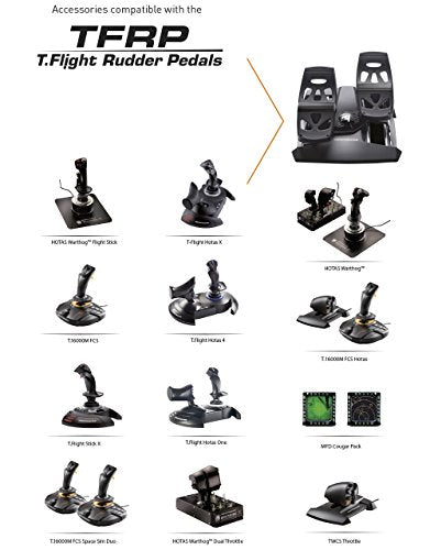 Thrustmaster TFRP Precision Flight Sim Rudder Pedals - PS5, XBOX & PC | self-centering axis, long travel, aluminum rails, differential breaking, for all types of flight, adjustable resistance