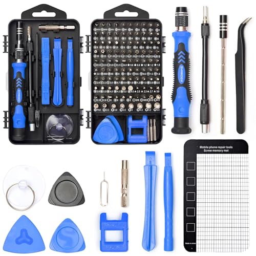 122 in 1 Precision Screwdriver Set With CR-V Steel Bits(Blue) | Magnetic Repair Tool Kit with Case for Repair Computer, Phone, PC, Cellphone, Laptop, Game Console, Watch, Glasses etc - color: Blue