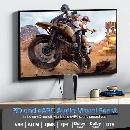 Fiber Optic HDMI Cable 50 FT, 8K Thin HDMI 2.1 Cable, HDMI Cord 48Gbps Ultra High Speed, 8K@60Hz 4K@240Hz, Dynamic HDR, eARC, HDCP 2.2&2.3, 3D, Compatible for PS4/5/Xbox/TV//Monitor/Projector - size: 50 feet