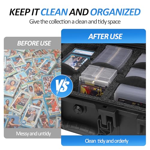Toploader Storage Box for 3" x 4" 35pt Rigid Card, Top Loader Card Hard Storage Case with 5 Foam Dividers, Waterproof Graded Card Storage Box for PSA/CSG/CGC/SGC/BGS Sports Cards