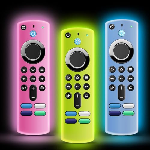 （3 Pack） ONEBOM Silicone Protective Remote Case Cover, Silicone Control Cover Skin| Glow in The Dark（Glow Pink&Glow Blue&Glow Yellow） - color: (Black Lanyard)Glow Pink&Glow Blue&Glow Yellow