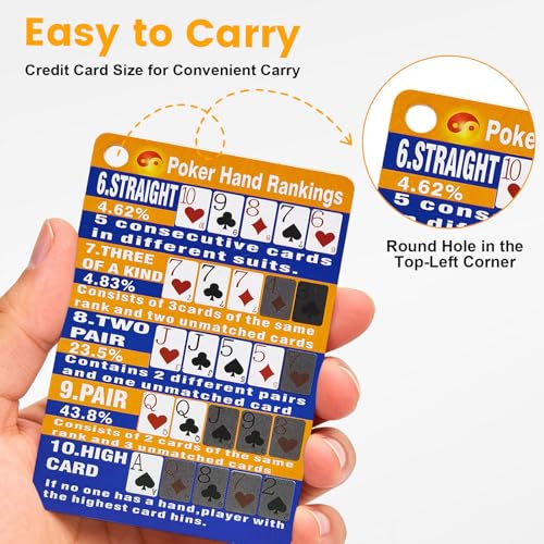 Poker Hand Rankings Chart – Large, Easy-to-Read Texas Hold’em & Omaha Reference Guide – Waterproof & Durable – Perfect for Beginners & Home Games (red) - color: Red