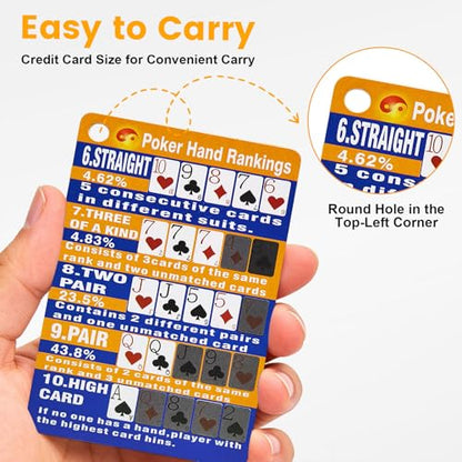 Poker Hand Rankings Chart – Large, Easy-to-Read Texas Hold’em & Omaha Reference Guide – Waterproof & Durable – Perfect for Beginners & Home Games (red) - color: Red