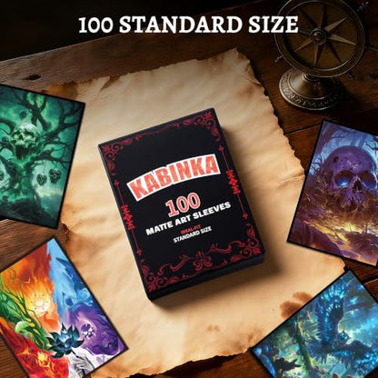 Kabinka MTG Card Sleeves - 100 Standard Size Pack Clear Front & Matte Finish Back with Skull Tree, Premium Sleeves for Magic The Gathering TCG