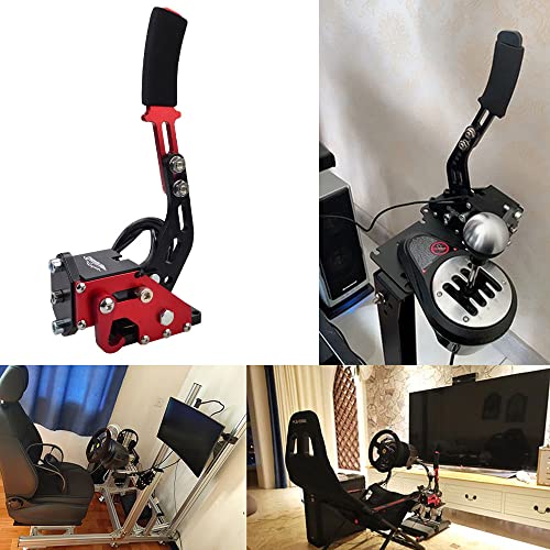 CNRAQR PC Racing Game USB Handbrake for 16Bit SIM for Racing Games, Compatible with G27 G29 G923 T500 T300 Simulate Linear Handbrake Red（With Fixing Clip and Plate - color: Red