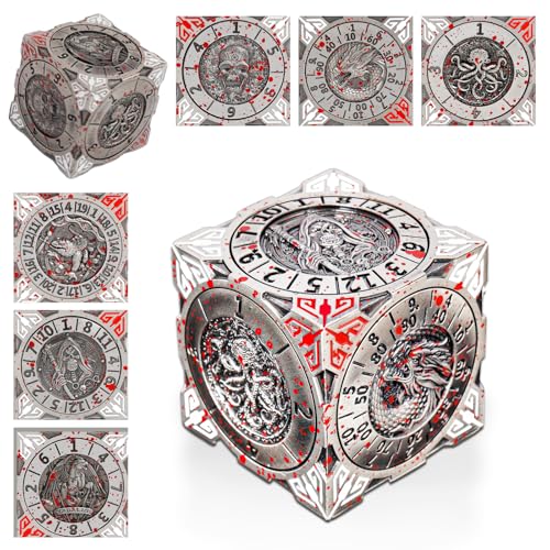 Spinner DND Dice, Rotating Metal Dice Set with 3D Relief Design, Cool Premium Polyhedral RPG Dice for Tabletop Games & Dungeons & Dragons Players(Bloodstain) - color: Bloodstain