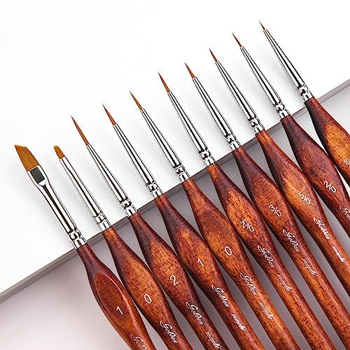 Golden Maple Miniature Model Paint Brushes-10pcs Micro Detail Paint Brush Set,Small Fine Detail Brushes for Acrylic, Oil, Watercolor & Paint by Number,Figurine - style: 10BW