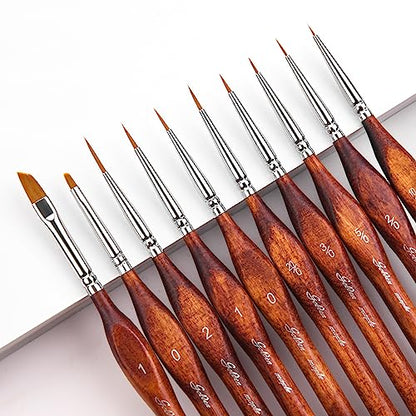 Golden Maple Miniature Model Paint Brushes-10pcs Micro Detail Paint Brush Set,Small Fine Detail Brushes for Acrylic, Oil, Watercolor & Paint by Number,Figurine - style: 10BW