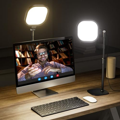 Zoom Lighting for Computer, Adjustable Desk Lighting for Video Calls, 30 Light Modes Video Conference Light, Desk Ring Light with Stand for Webcam, Meetings, Live Stream, Home Office. CRI 97.8 - color: Black-1 pack