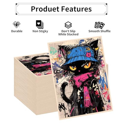 MTG Card Sleeves, Ultra Clear Front & Matte Finish Back, 100 Count Standard Size Matte Art Sleeve for Magic The Gathering - color: Doodle Cat