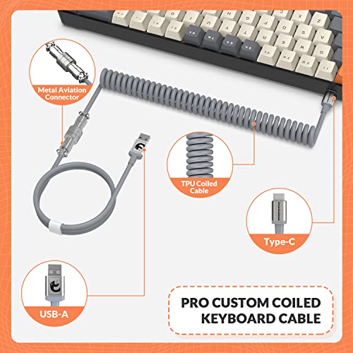 ZIYOU LANG 65% Wired RGB TKL Portable Mechanical Gaming Keyboard Dark Gray Blue Switch with Coiled Cable and Gray Cloud Wrist Rest for PC Mac Gamer