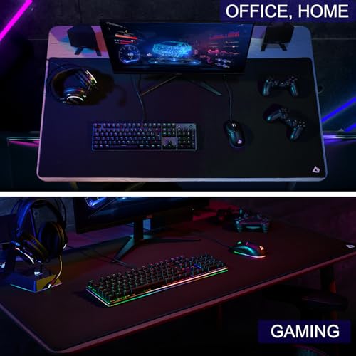 Large Gaming Mouse Pad, XXL Extended Keyboard Mouse Mat with Stitched Edges | Big MousePad 31.5" x 15.7" Non-Slip Waterproof Rubber Base Office Computer Long Mousepad for Work, Game, Office, Home - color: Black