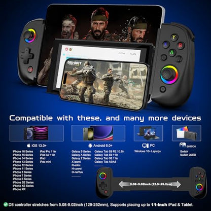 Joso Mobile Gaming Controller for iPhone/iPad/Tablet, Android Wireless Controller with Hall Effects Joysticks, Support PC/Switch, Play Cloud Games/PS Remote Play/COD/Genshin Impact & More - Black - color: Black