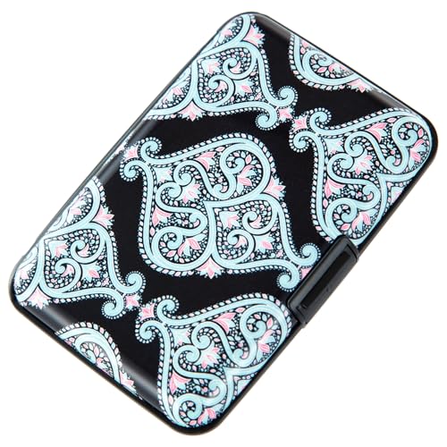 Credit Card Holder, Metal Card Wallet RFID Blocking Mini Slim Aluminum Business Hard Card Case for Women Men (Damask Paisley) - color: Damask Paisley