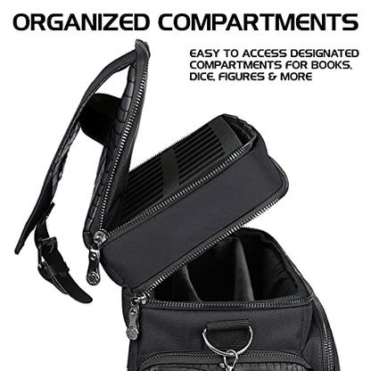 ENHANCE Collector's Edition RPG Adventurer's DND Bag - Dragon Hide Exterior Travel RPG Bag with Tabletop Miniatures Storage Vault, Mat Holder, DND Dice & Token Pockets, Fits 4-8 Books (Dragon Black) - color: Dragon Black