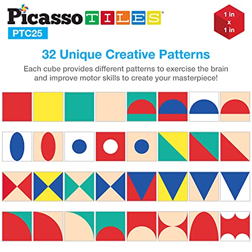 PicassoTiles Infinite Magnetic Puzzle Magic Cube Easy-Connect Brain Teaser Toy Set Magnet Pattern Block Matching Toys Free Ideabook 150+ Inspirations STEM Learning Kids Boys&Girls Age3+ PTC25 - color: 25pc Puzzle Cub