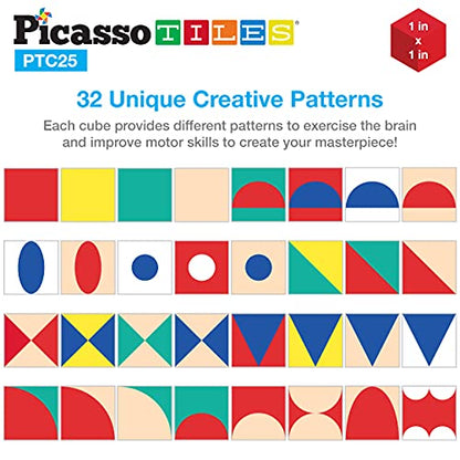 PicassoTiles Infinite Magnetic Puzzle Magic Cube Easy-Connect Brain Teaser Toy Set Magnet Pattern Block Matching Toys Free Ideabook 150+ Inspirations STEM Learning Kids Boys&Girls Age3+ PTC25 - color: 25pc Puzzle Cub