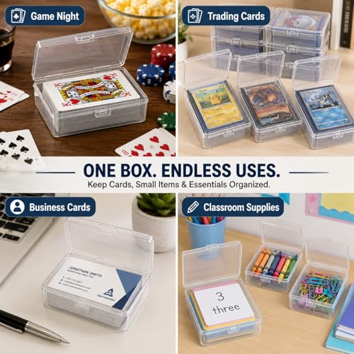 30 Pack Card Storage Box, Clear Plastic Playing Card Case, 1.2mm Thick Snap-Tight Deck Boxes for Sleeved Trading Cards, Business Cards, Game Cards, 3.8 x 2.7 x 0.94 in - color: 30PCS - 3.8x2.7x0.94 Inch