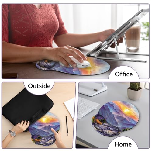 KONVINIT Ergonomic Mouse Pad with Wrist Rest, Small Mousepad with Non-Slip Rubber Base and Smooth Surface, Beach Mouse Pads for Desk, Office Desk Accessories - color: Painting