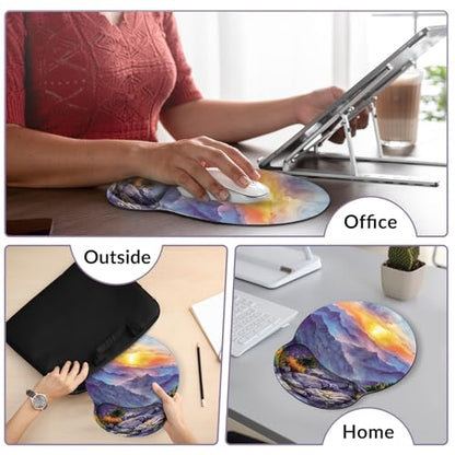 KONVINIT Ergonomic Mouse Pad with Wrist Rest, Small Mousepad with Non-Slip Rubber Base and Smooth Surface, Beach Mouse Pads for Desk, Office Desk Accessories - color: Painting