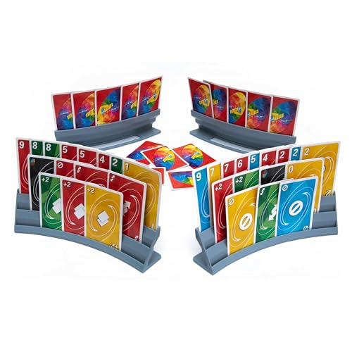 BORICO Card Holders for Playing Cards - 4 Pack Playing Card Holder for Kids and Adults,Stackable Storage Game Card Tray for Arthritis Patients with a Travel Pouch (Gray) - color: Gray