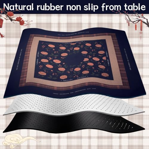 Drydiet Mahjong Mat for Table 31.5 x 31.5 Inch American Mahjong Mat with Carrying Bag, Non-Slip Noise Reduction Table Item for Family Poker Domino Board Game Night & Party Use(Midnight Garden) - style: Midnight Garden