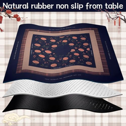 Drydiet Mahjong Mat for Table 31.5 x 31.5 Inch American Mahjong Mat with Carrying Bag, Non-Slip Noise Reduction Table Item for Family Poker Domino Board Game Night & Party Use(Midnight Garden) - style: Midnight Garden
