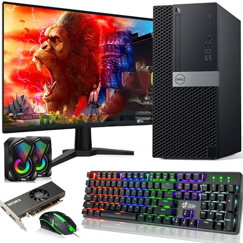 Dell Gaming Desktop Tower Computer PC – Intel Core i5-6500 – 32GB RAM – 1TB SSD – GeForce GTX 1050 Ti – New 24" Monitor – RGB Keyboard & Mouse – RGB Speakers – Wi-Fi – Windows 11 Pro (Renewed)