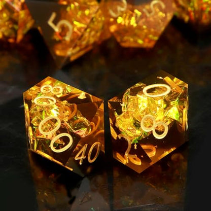 Haxtec Sharp Edge Dice Set Yellow Black Resin DND Dice Set Sparklingly Polyhedral D&D Dice Compatible with Dungeons and Dragons Fire Dice - color: Yellow Black