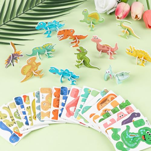 LOMIMOS Educational 3D Cartoon Puzzle,3D Jigsaw Cartoon Model Creative Learning for for Kids Art Crafts Gifts DIY Decoration (Dinosaur) - style: dinosaur