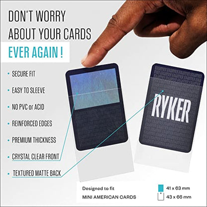 Ryker Mini American Board Game Sleeves Card Protectors (100 Qty, Clear, 41x63 mm) - size: Mini American