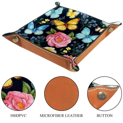 Butterflies Flower Dice Tray Dice Rolling Tray Folding Dice Holder for Dice Games, Like RPG, DND and Other Table Games - color: Multi 1