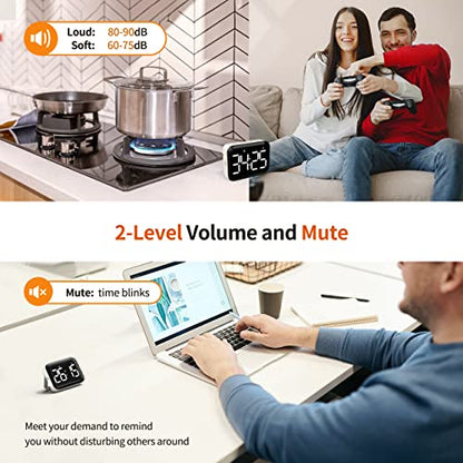 VOCOO Magnetic Kitchen Timer for Cooking with Count Up Countdown, Digital Timer Battery Powered with Large Display, 2 Brightness and Volume Levels for Classroom, Teacher, Kids - color: Cool White