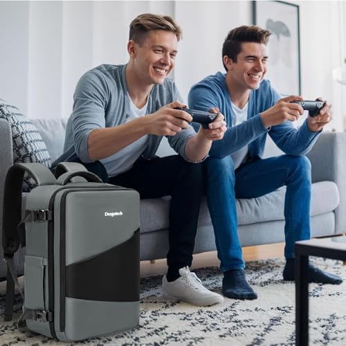 Deegotech Case Compatible with PS5/PS5 Pro/PS5 Slim, Travel Gaming Bag | Protective Carrying Case Compatible with Playstation 5 Disc, Console, Controller, Accessories and 15.6" Laptop, Gray - color: Grey