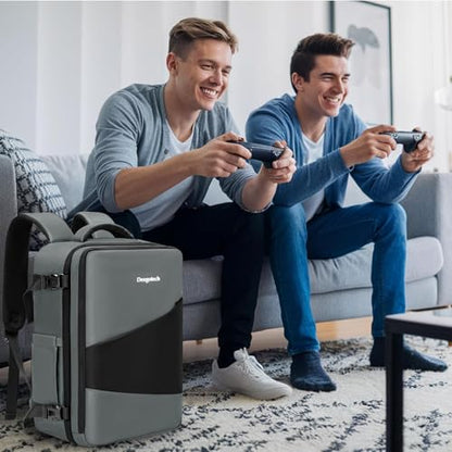 Deegotech Case Compatible with PS5/PS5 Pro/PS5 Slim, Travel Gaming Bag | Protective Carrying Case Compatible with Playstation 5 Disc, Console, Controller, Accessories and 15.6" Laptop, Gray - color: Grey