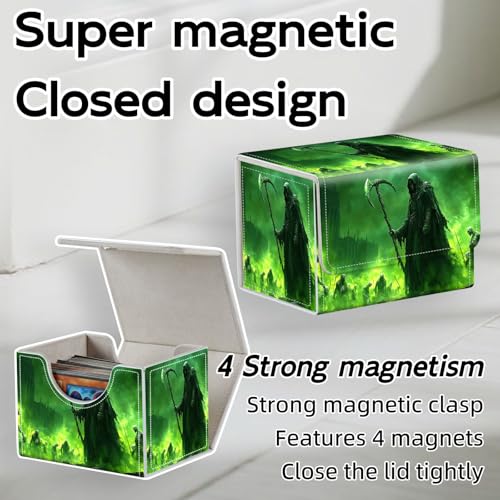 Trading Card Storage Box, Holds 100+ for MTG Cards, PU Leather with Magnetic Closure, Gothic Green Skeleton Durable Deck Box for Magic the Gathering, Trading Card Games - color: Gothic Green Skeleton